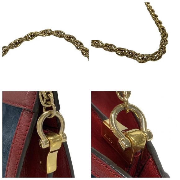 GUCCI Ophidia GG Small Shoulder Bag Navy Red Suede Leather - 645-082325 - Picture 8 of 14